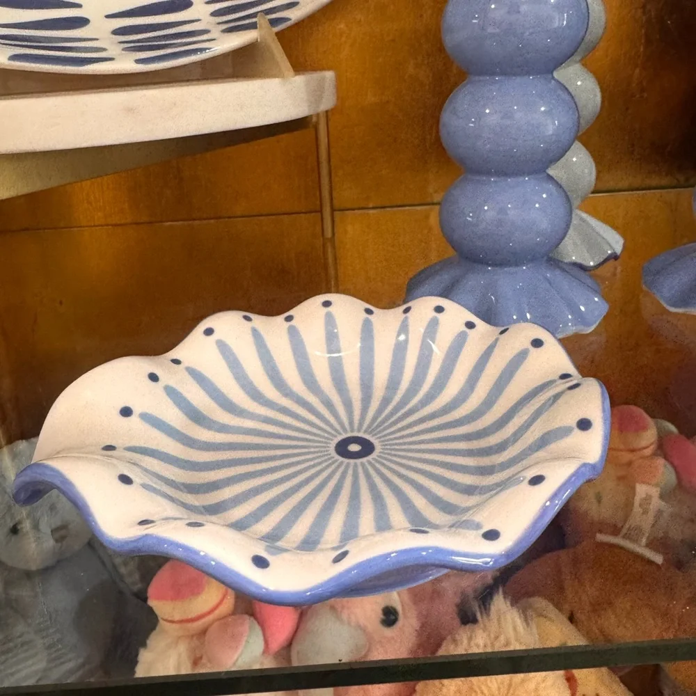 Coton Colors Blue and White Scalloped Dish